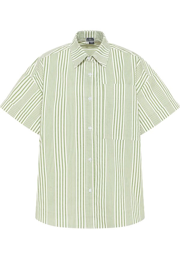 DreiMaster Maritim DreiMaster Maritim Блуза  тъмнозелено / бял памук