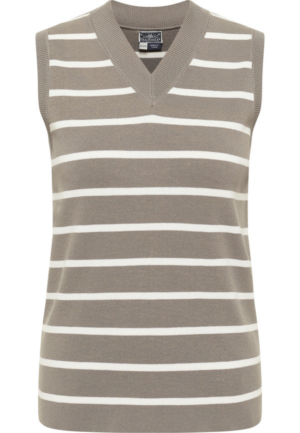 DreiMaster Maritim DreiMaster Maritim Пуловер 'Ikita'  сиво-бежово / бяло