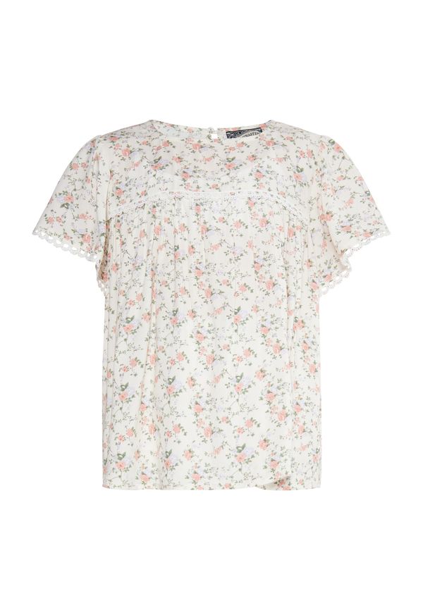 DreiMaster Vintage DreiMaster Vintage Блуза  зелено / пастелнолилаво / пепел от рози / естествено бяло