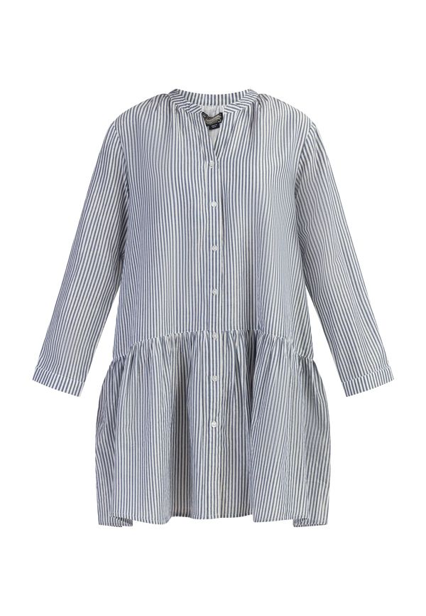 DreiMaster Vintage DreiMaster Vintage Рокля тип риза 'Bridgeport'  гълъбово синьо / сребърно / бяло