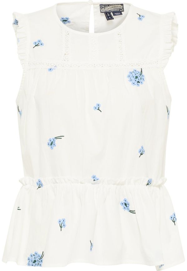 DreiMaster Vintage DreiMaster Vintage Топ  светлосиньо / тъмнозелено / бял памук