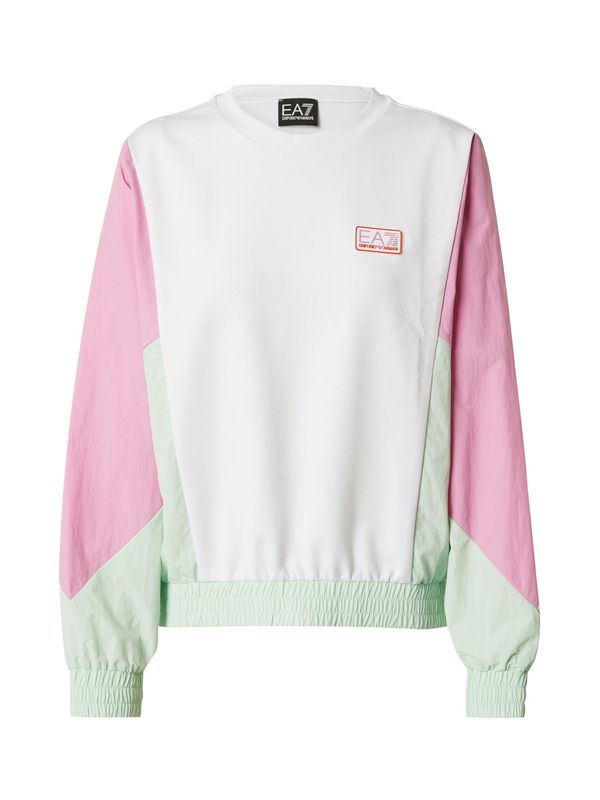 EA7 Emporio Armani EA7 Emporio Armani Спортен суитшърт с качулка  пастелно зелено / светлорозово / бяло