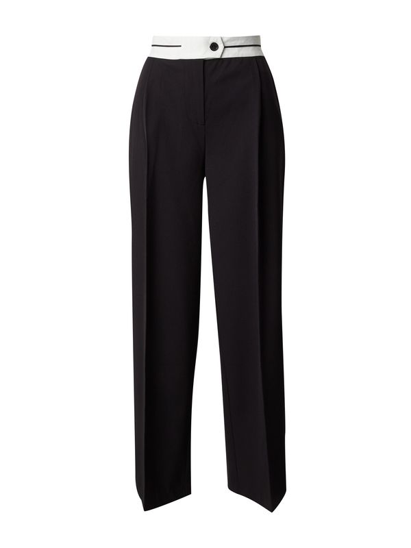 EDITED EDITED Панталон с ръб 'Kadin'  черно / бяло