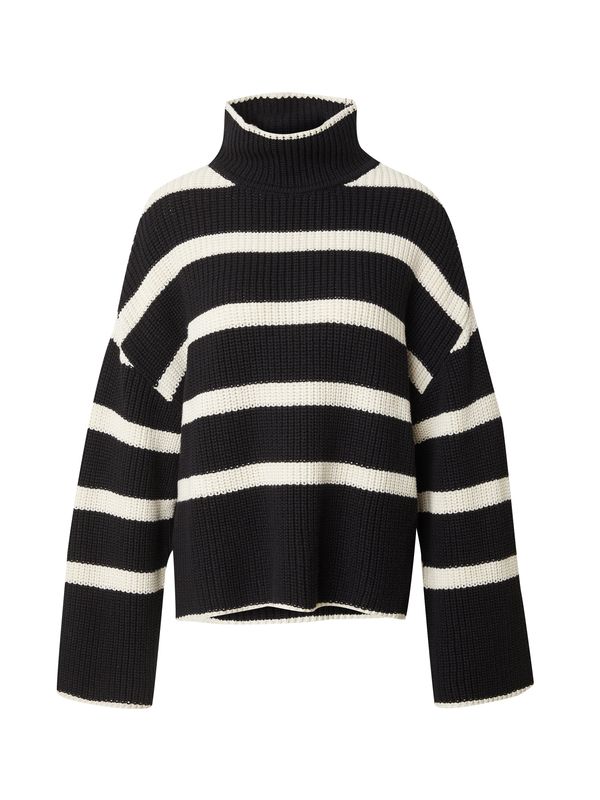 EDITED EDITED Пуловер 'Matthea'  черно / мръсно бяло