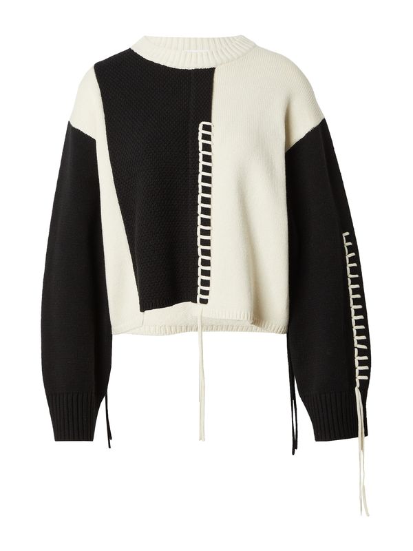 EDITED EDITED Пуловер 'Zumera'  черно / естествено бяло