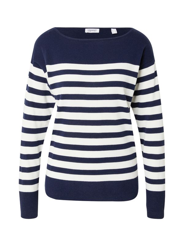 ESPRIT ESPRIT Пуловер  нейви синьо / бяло