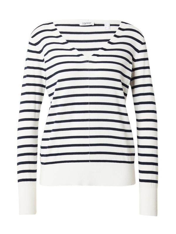 ESPRIT ESPRIT Пуловер  нейви синьо / мръсно бяло
