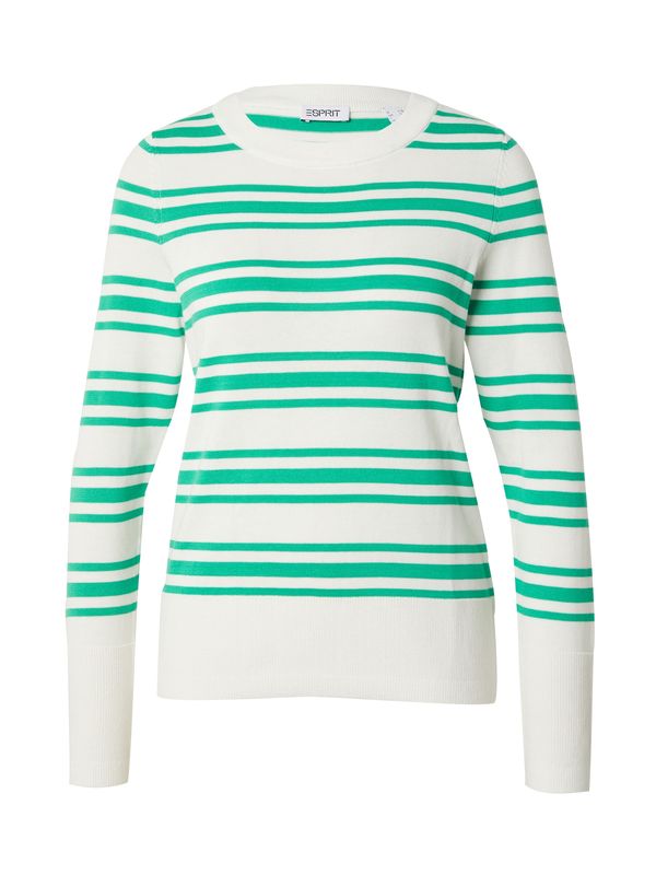 ESPRIT ESPRIT Пуловер  зелено / бяло