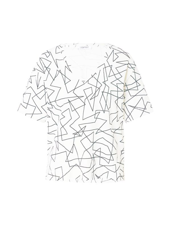 ESPRIT ESPRIT Тениска  черно / мръсно бяло