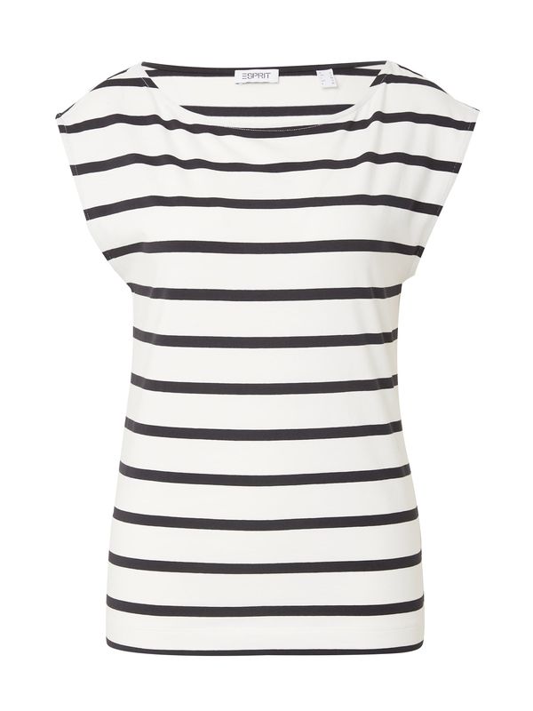 ESPRIT ESPRIT Тениска  черно / мръсно бяло