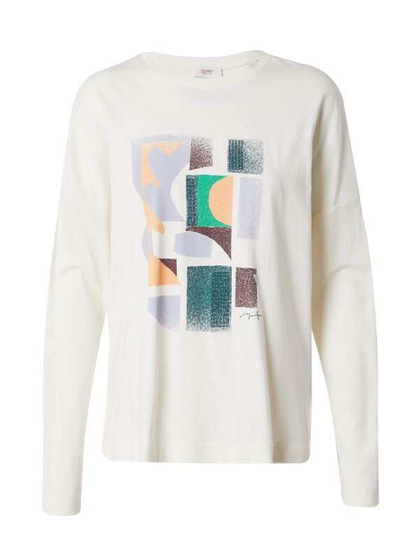 ESPRIT ESPRIT Тениска  елхово зелено / кайсия / сребърно / бяло