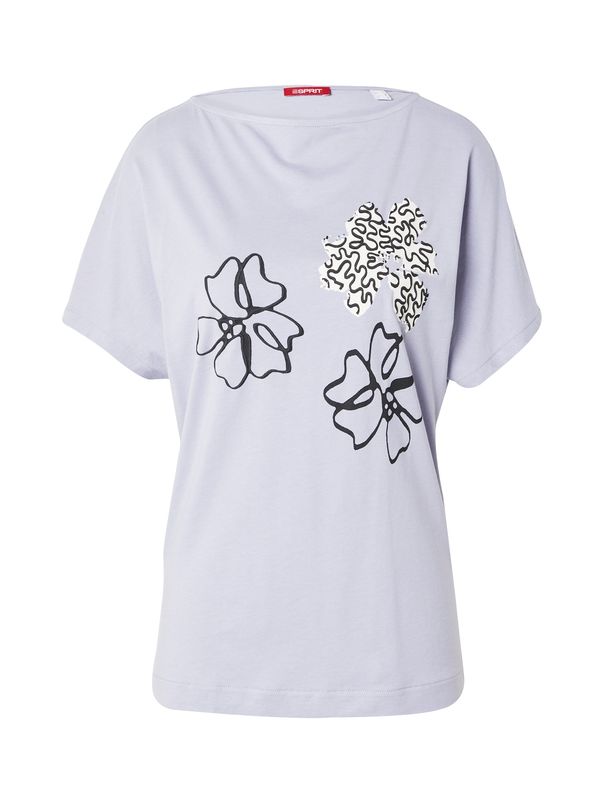 ESPRIT ESPRIT Тениска  пастелнолилаво / черно / бяло