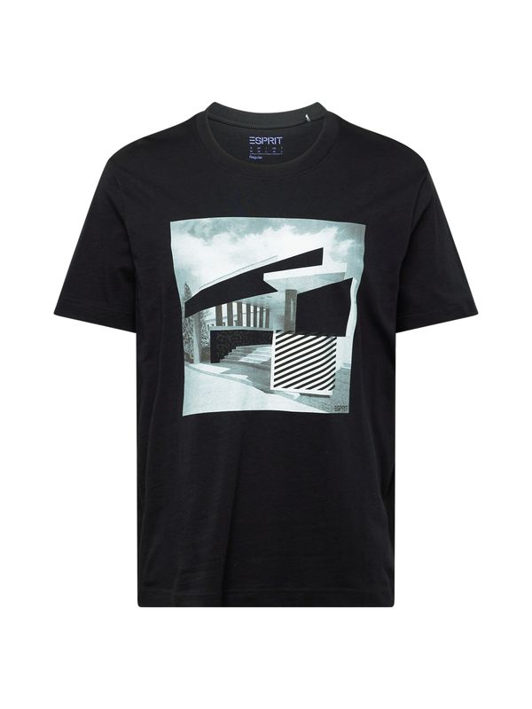 ESPRIT ESPRIT Тениска  сиво / черно / бяло