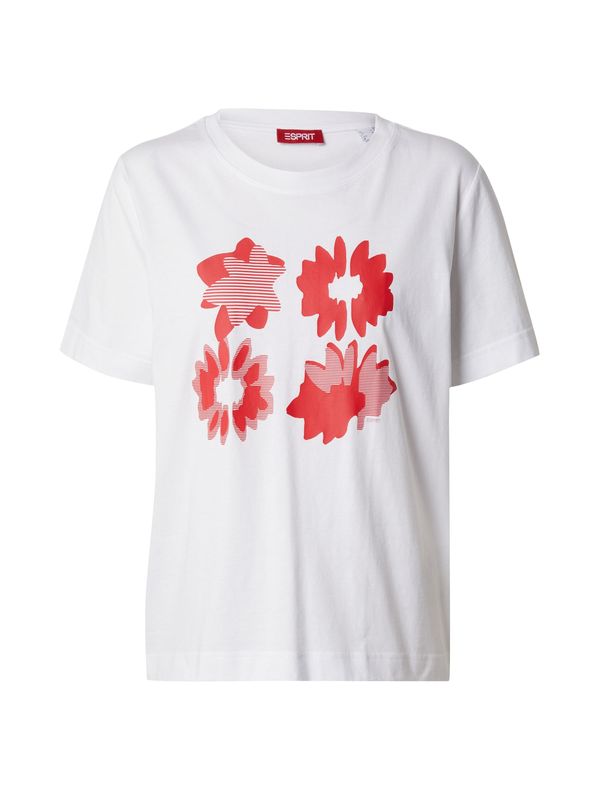 ESPRIT ESPRIT Тениска  светлочервено / бяло