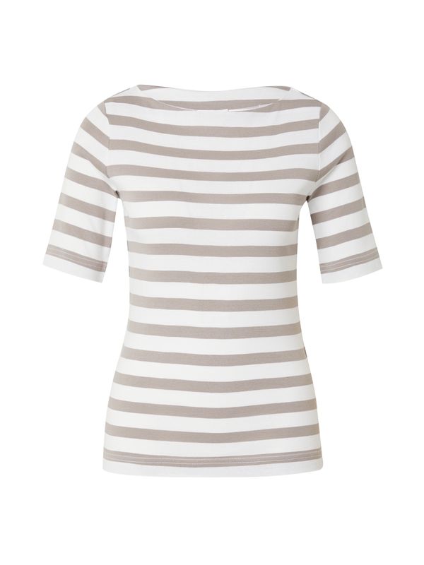 ESPRIT ESPRIT Тениска  таупе сиво / бяло