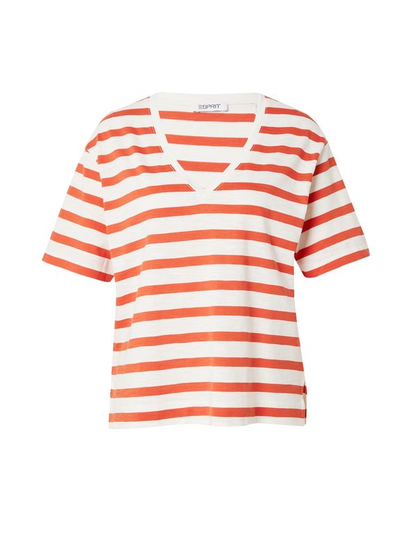 ESPRIT ESPRIT Тениска  тъмнооранжево / бяло
