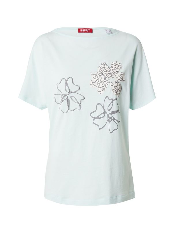 ESPRIT ESPRIT Тениска  тъмносиво / мента / бяло