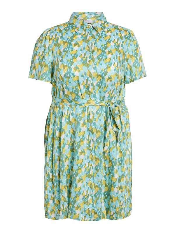 EVOKED EVOKED Рокля тип риза 'Corba'  жълто / смарагдово зелено / светлозелено / бяло