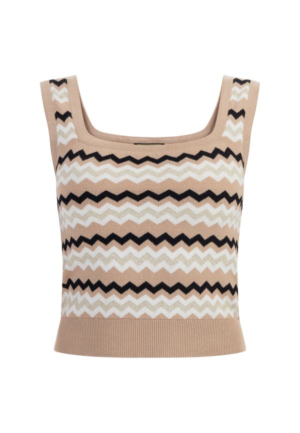 faina faina Плетен топ  бежово / черно / бяло