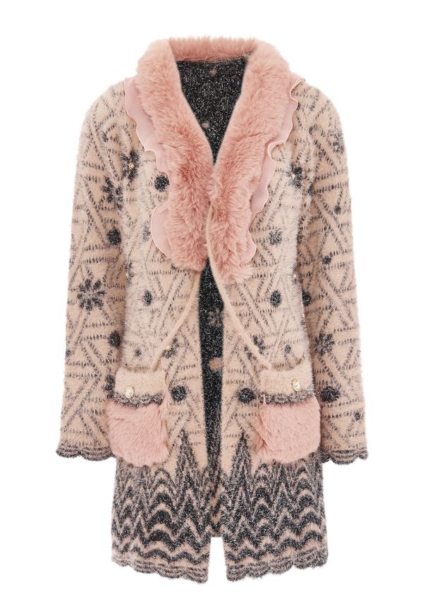 faina faina Плетена жилетка  антрацитно черно / пастелно розово