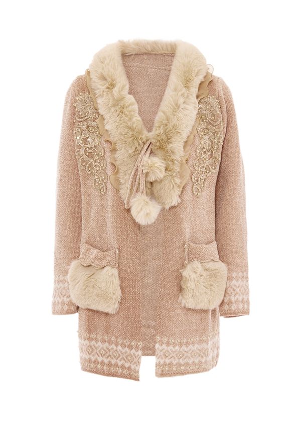 faina faina Плетена жилетка  бежово / камел