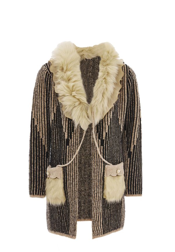 faina faina Плетена жилетка  бежово / камел / черно