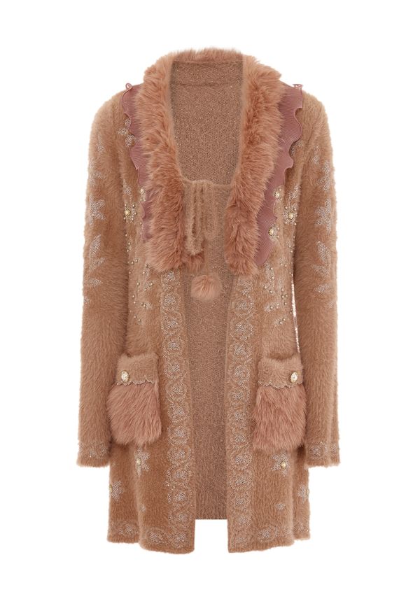 faina faina Плетена жилетка  бледорозово / пудра