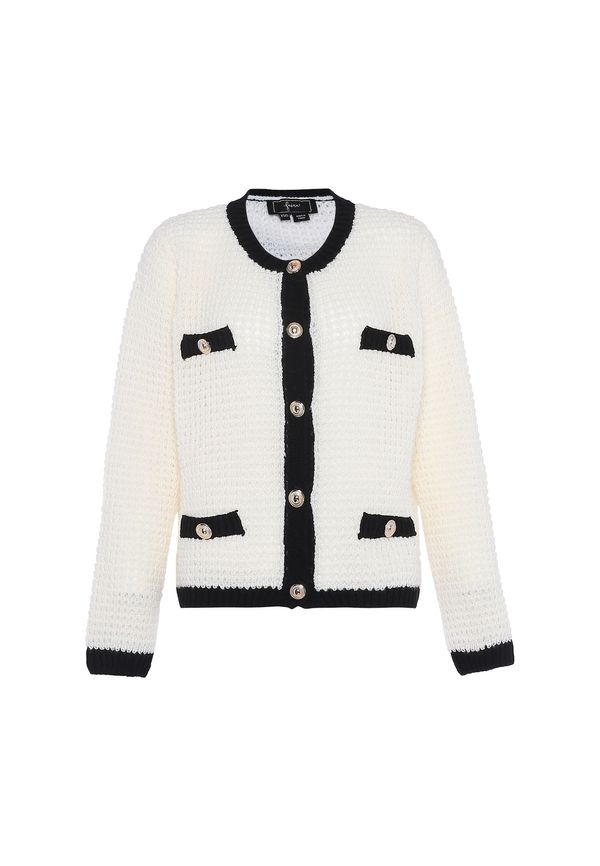 faina faina Плетена жилетка  черно / бял памук