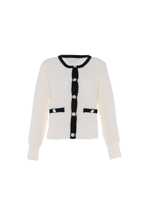 faina faina Плетена жилетка  черно / бял памук