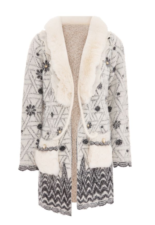 faina faina Плетена жилетка  черно / бял памук