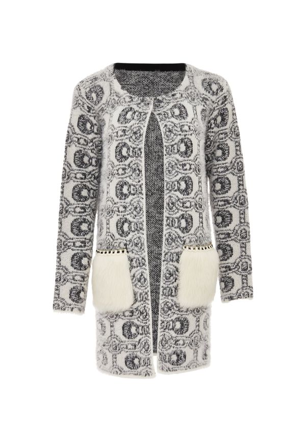 faina faina Плетена жилетка  черно / бял памук