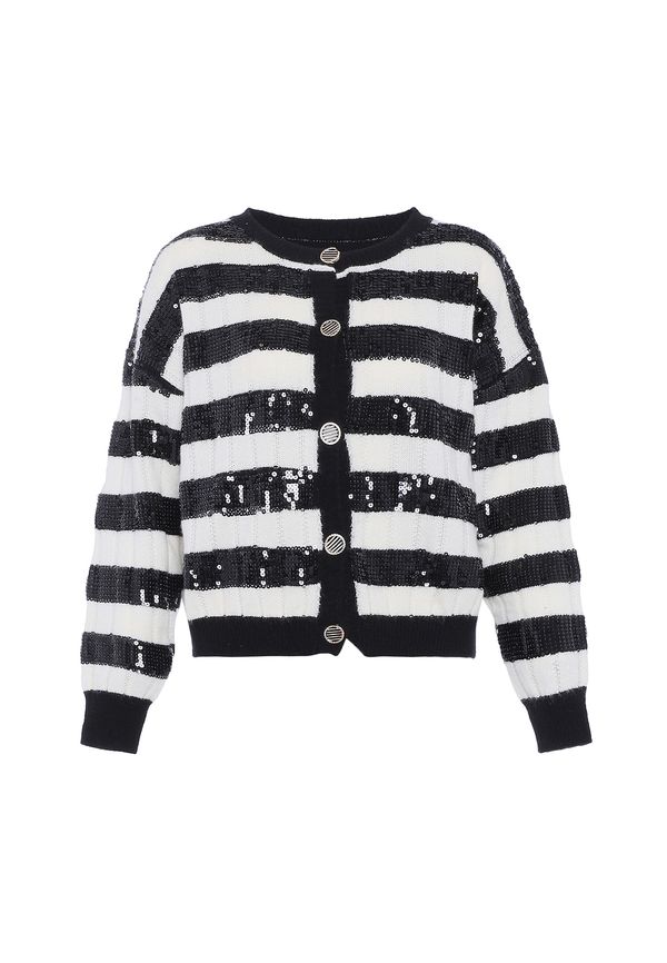 faina faina Плетена жилетка  черно / мръсно бяло