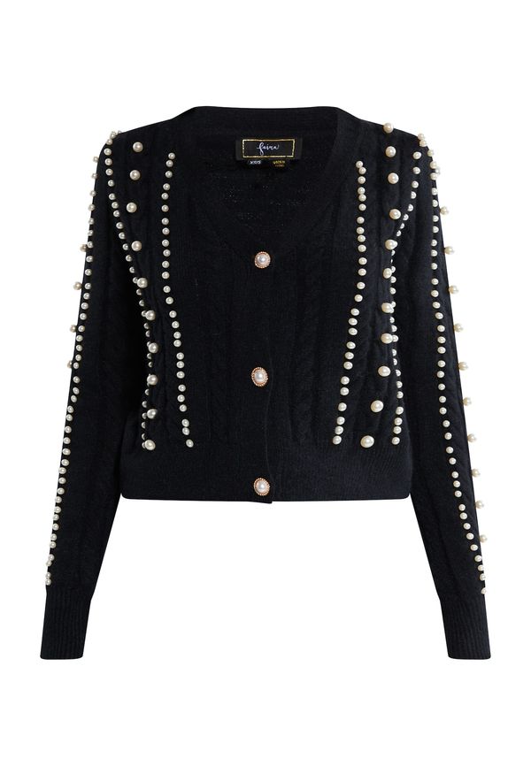 faina faina Плетена жилетка  черно / перлено бяло