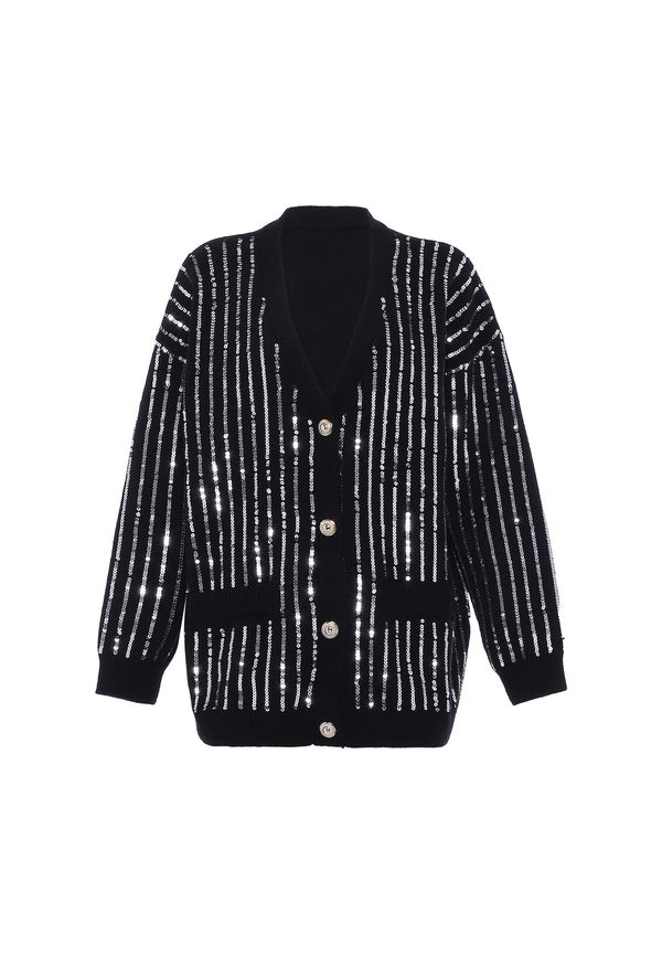 faina faina Плетена жилетка  черно / сребърно