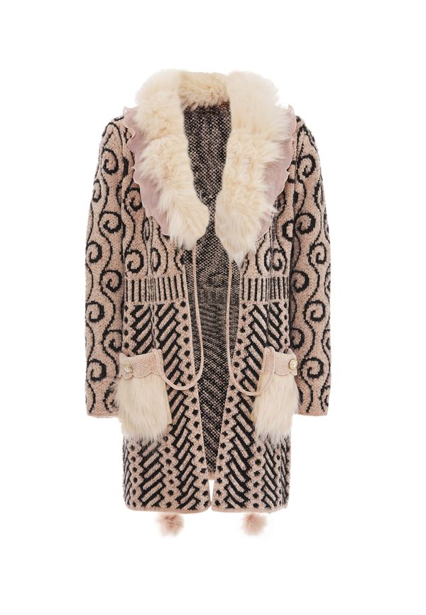 faina faina Плетена жилетка  цвят "пясък" / пепел от рози / черно