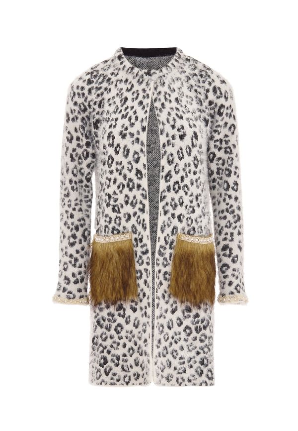 faina faina Плетена жилетка  кафяво / черно / перлено бяло / бял памук