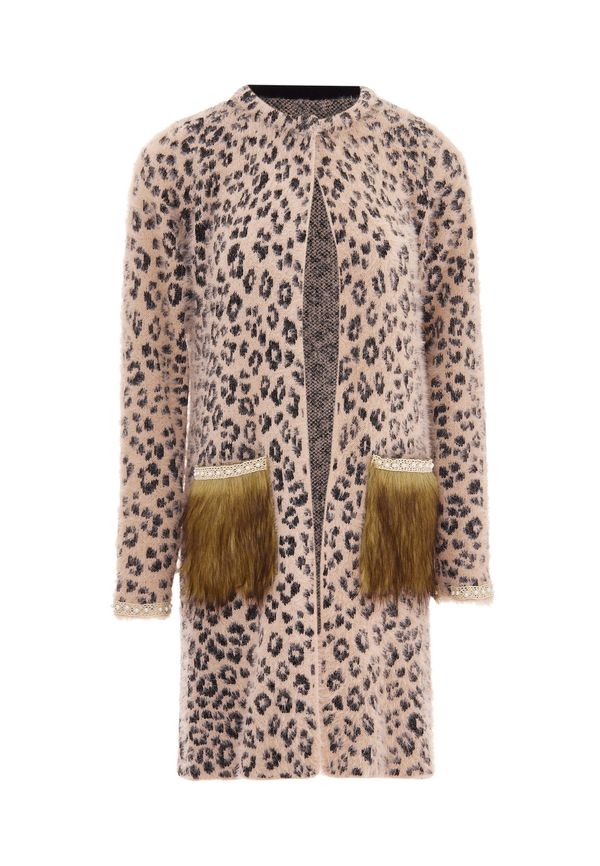 faina faina Плетена жилетка  кафяво / пудра / черно / перлено бяло