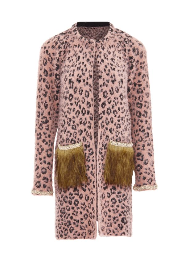 faina faina Плетена жилетка  кафяво / тъмнорозово / черно