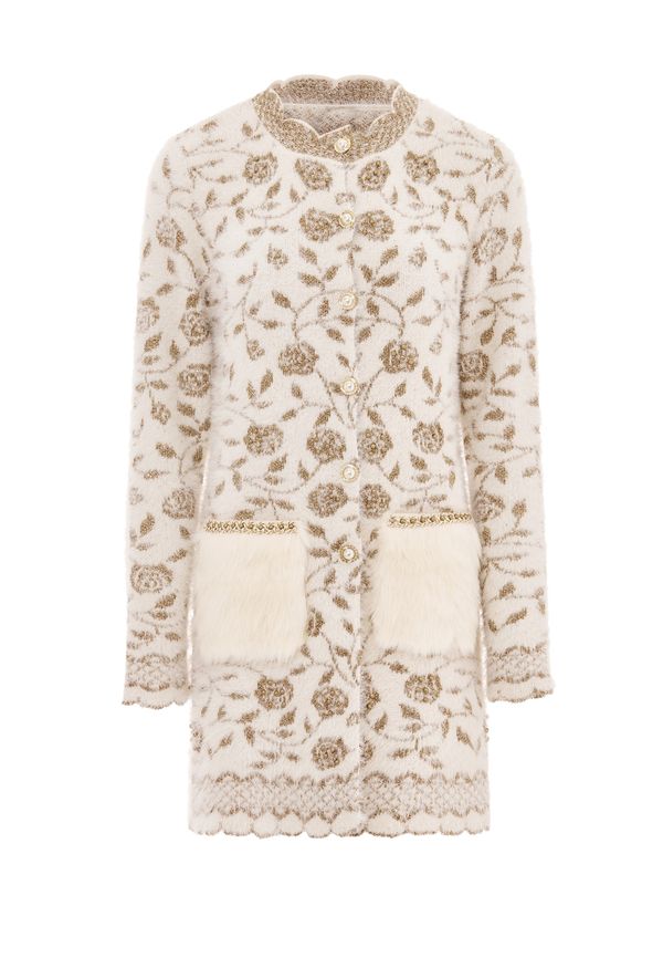 faina faina Плетена жилетка  камел / бял памук