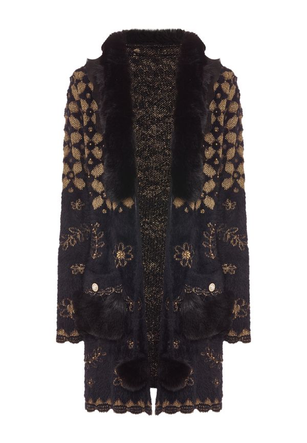 faina faina Плетена жилетка  камел / черно