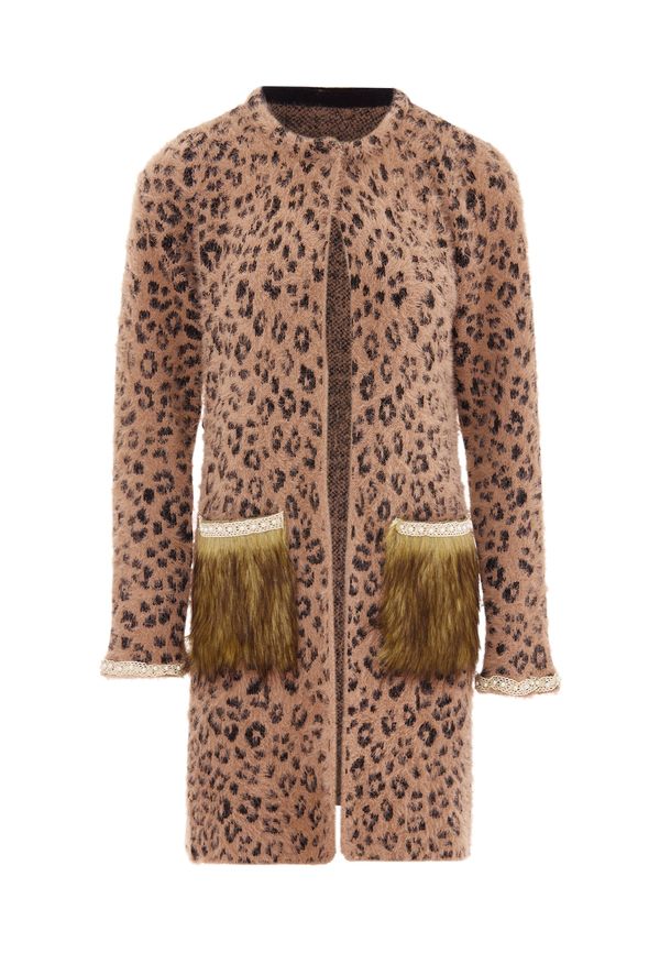 faina faina Плетена жилетка  камел / карамел / черно / перлено бяло