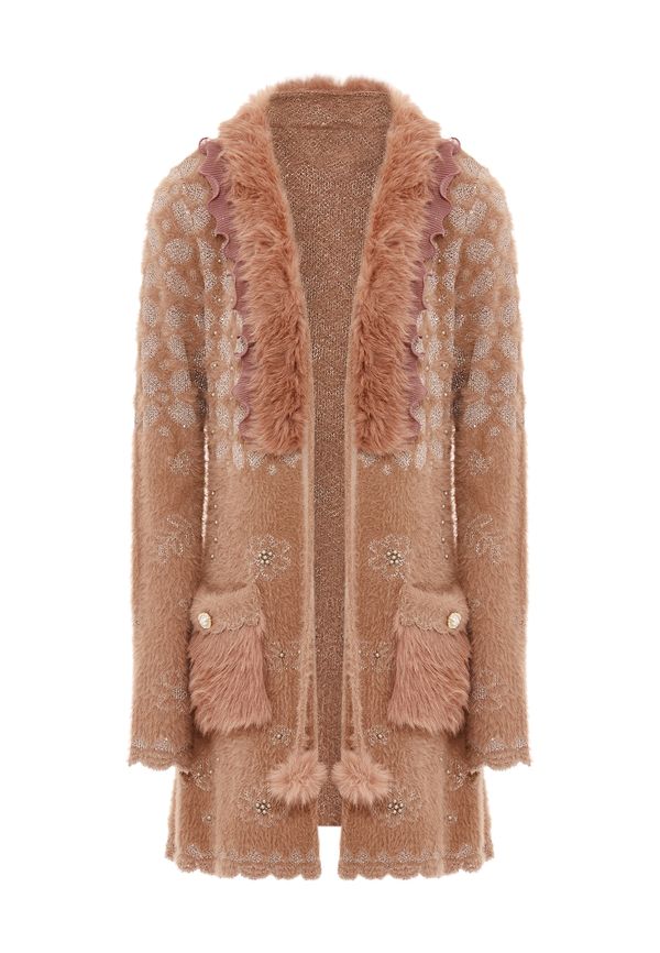 faina faina Плетена жилетка  корал / бледорозово