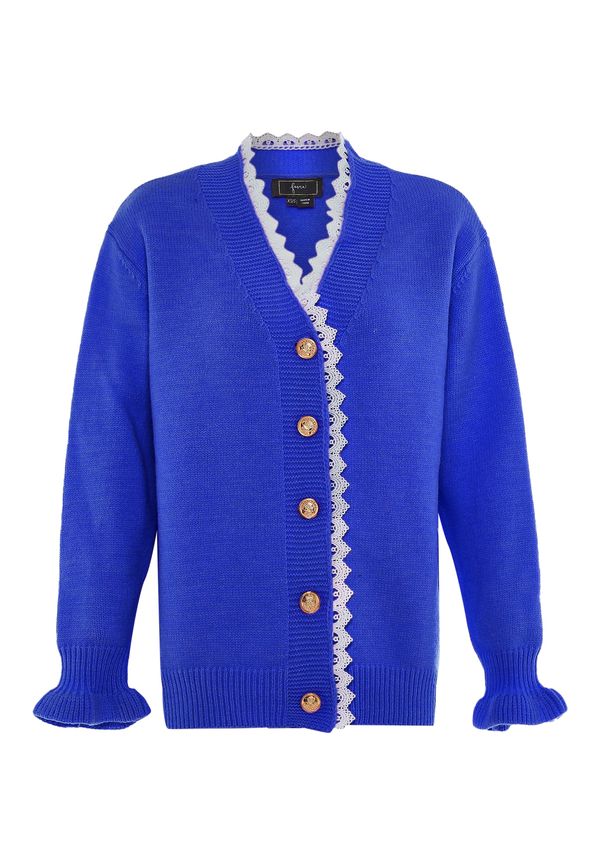 faina faina Плетена жилетка  кралско синьо / мръсно бяло