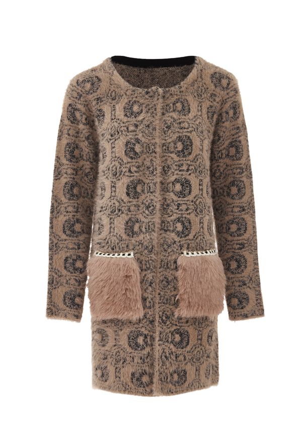 faina faina Плетена жилетка  мока / черно