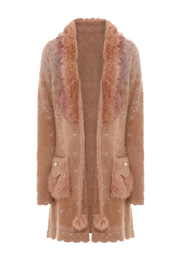 faina faina Плетена жилетка  мока / злато / пепел от рози