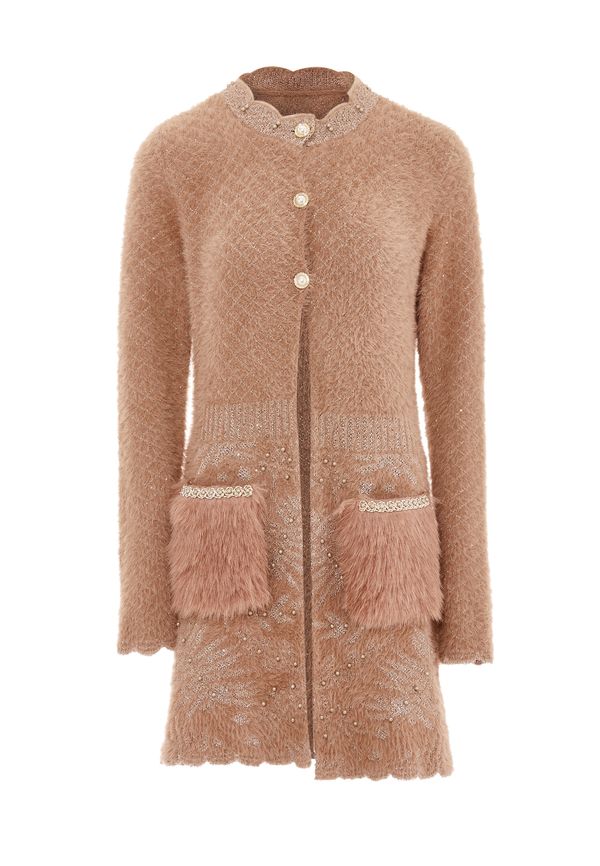 faina faina Плетена жилетка  мока / злато / перлено бяло