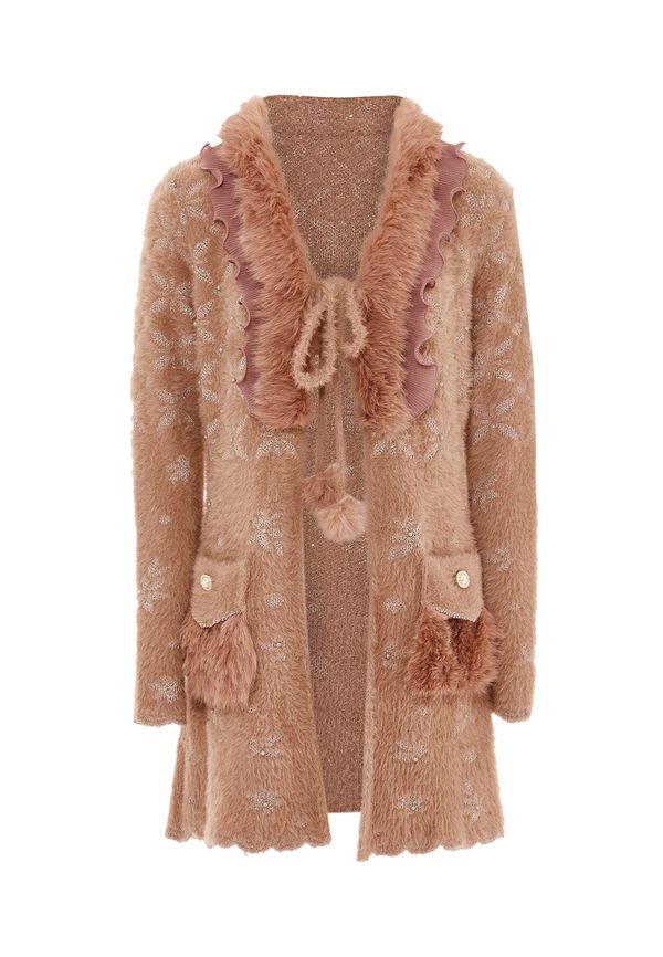 faina faina Плетена жилетка  пудра / бяло