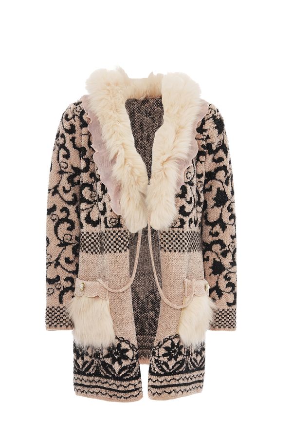 faina faina Плетена жилетка  пудра / черно