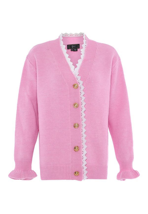 faina faina Плетена жилетка  розово / бяло