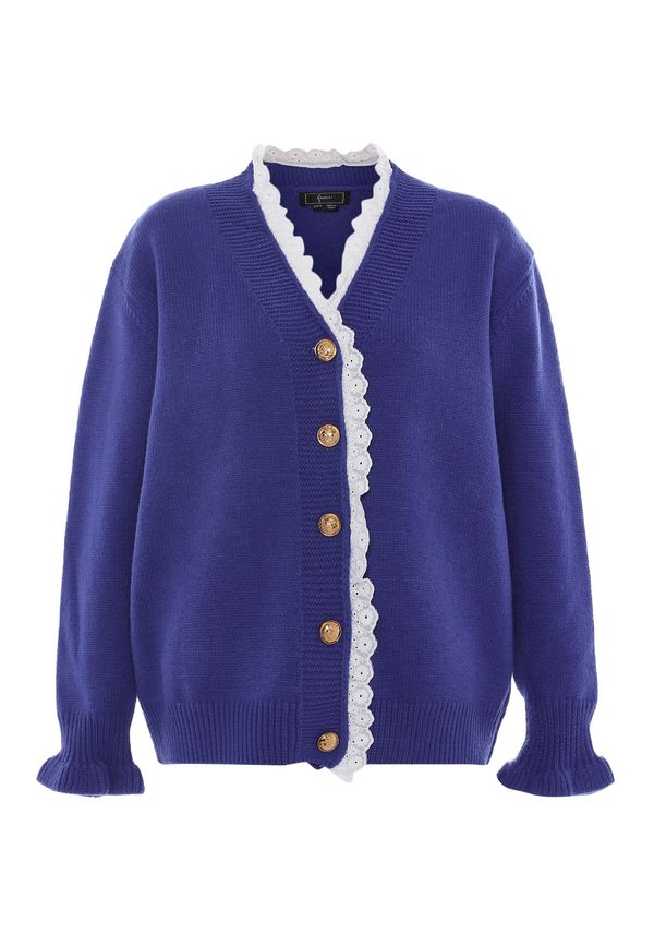 faina faina Плетена жилетка  синьо / бяло